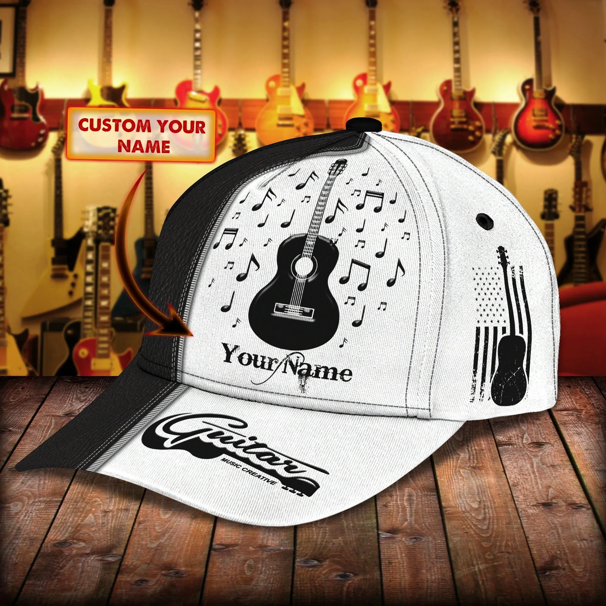 Personalized Guitar 3D Full Print Cap Hat For Musican, Guitarist, Music Is My Second Language, Music Lover Gift