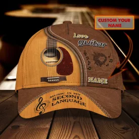 Personalized Guitar 3D Full Print Cap Hat For Musican, Guitarist, Music Is My Second Language, Music Lover Gift