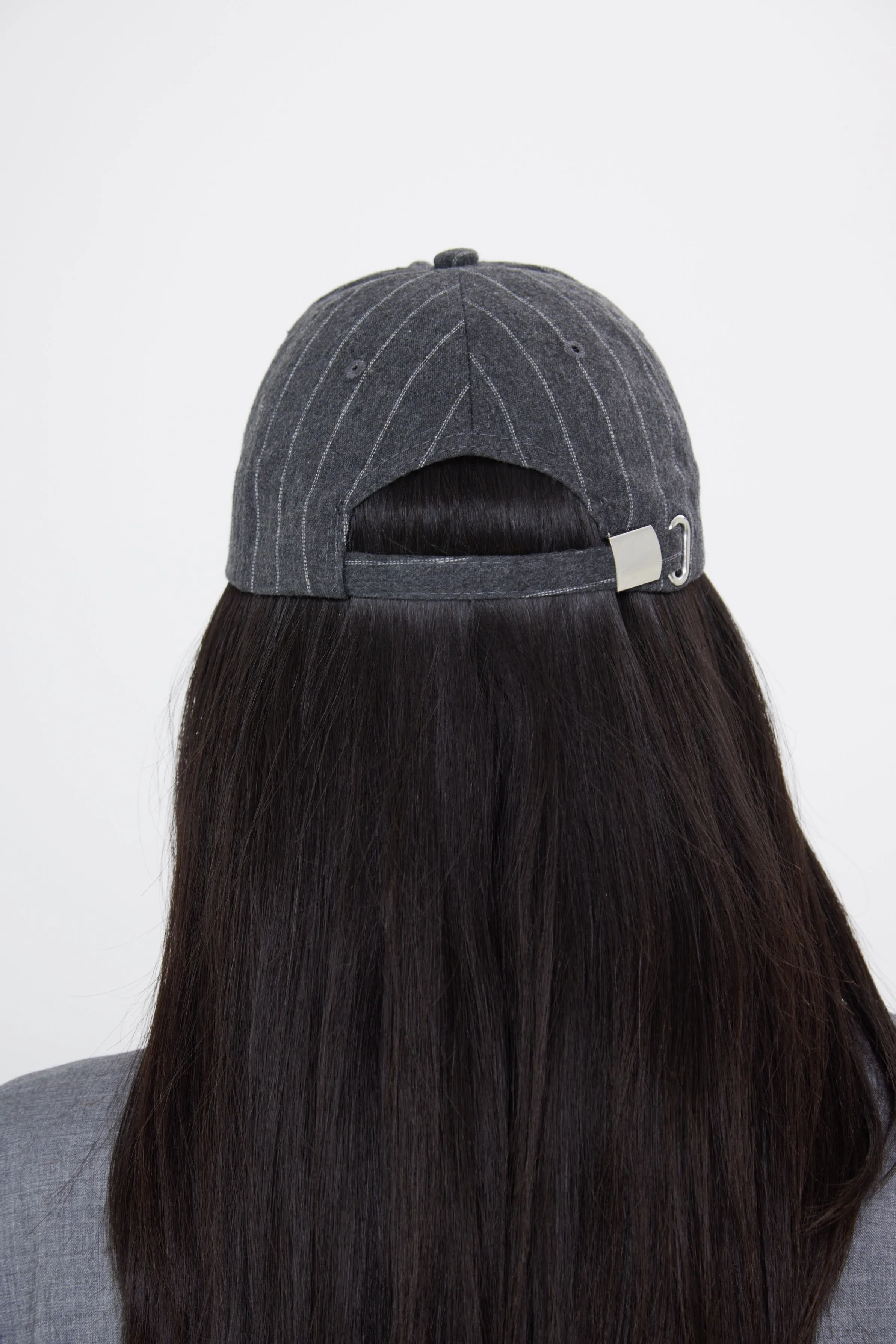 Pinstripe Baseball Cap in Charcoal Grey