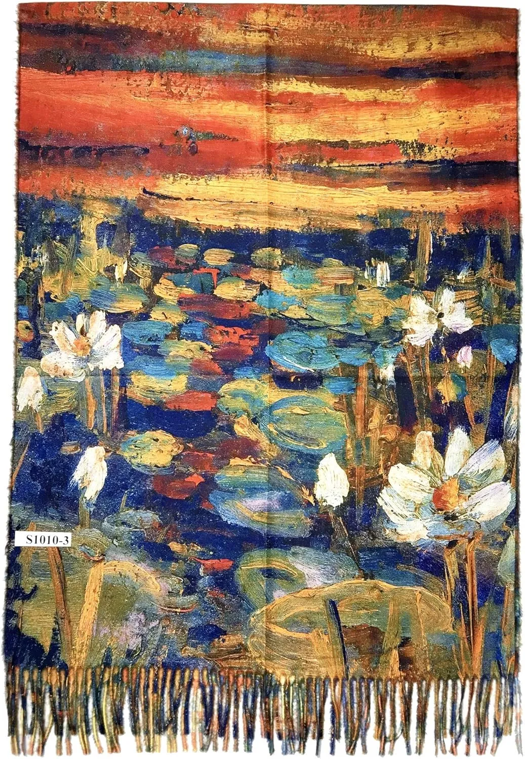 Plum Feathers Super Soft Cashmere Feel Double Sided Reversible Art Shawl Scarf Van Gogh Monet Klimt Inspired