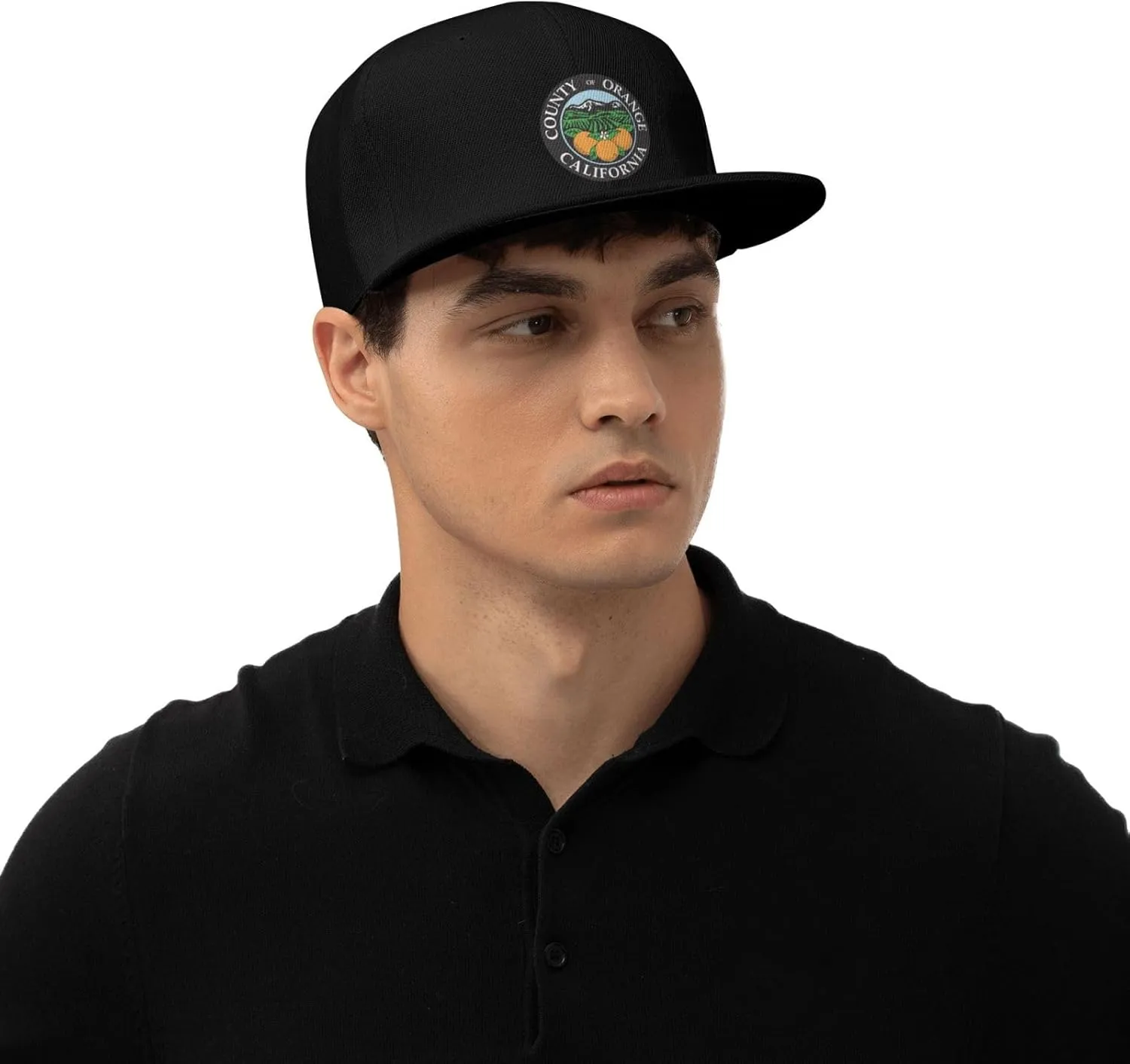 POOEDSO Seal of Orange County, California Snapback Hats for Men Baseball Cap Trucker Hat Flat Brim Hats
