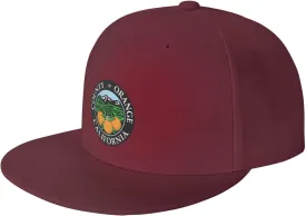 POOEDSO Seal of Orange County, California Snapback Hats for Men Baseball Cap Trucker Hat Flat Brim Hats