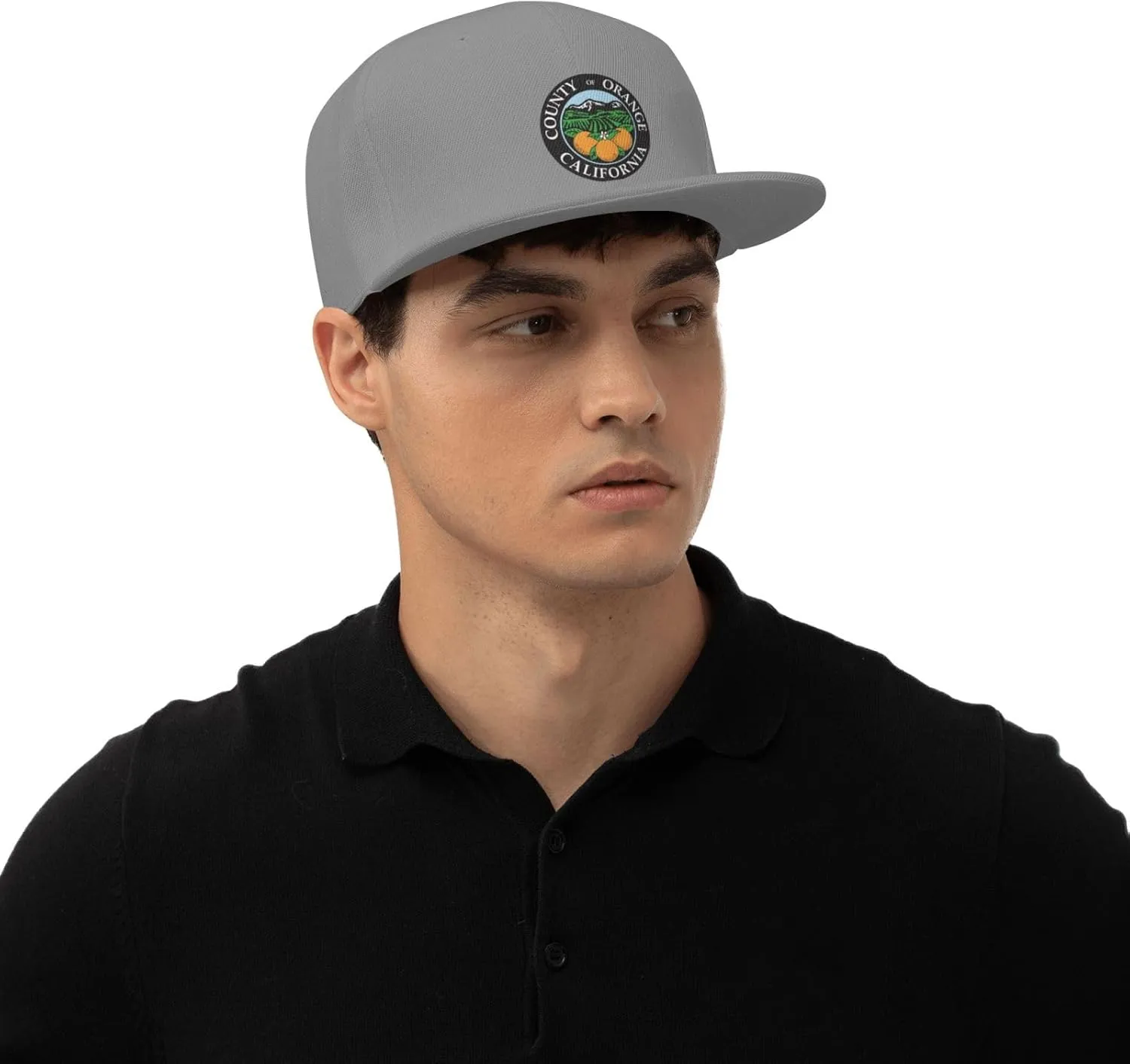POOEDSO Seal of Orange County, California Snapback Hats for Men Baseball Cap Trucker Hat Flat Brim Hats