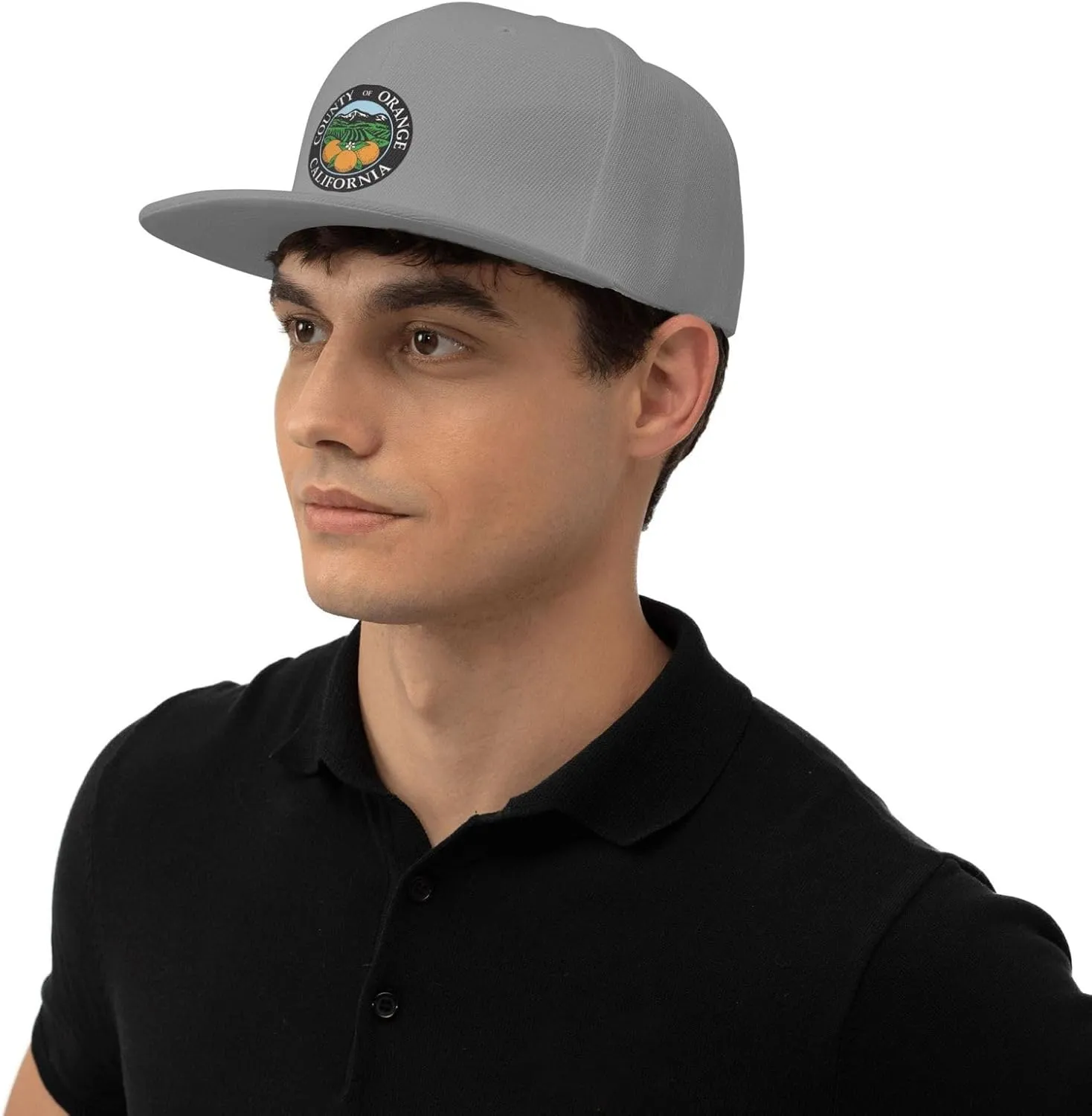 POOEDSO Seal of Orange County, California Snapback Hats for Men Baseball Cap Trucker Hat Flat Brim Hats