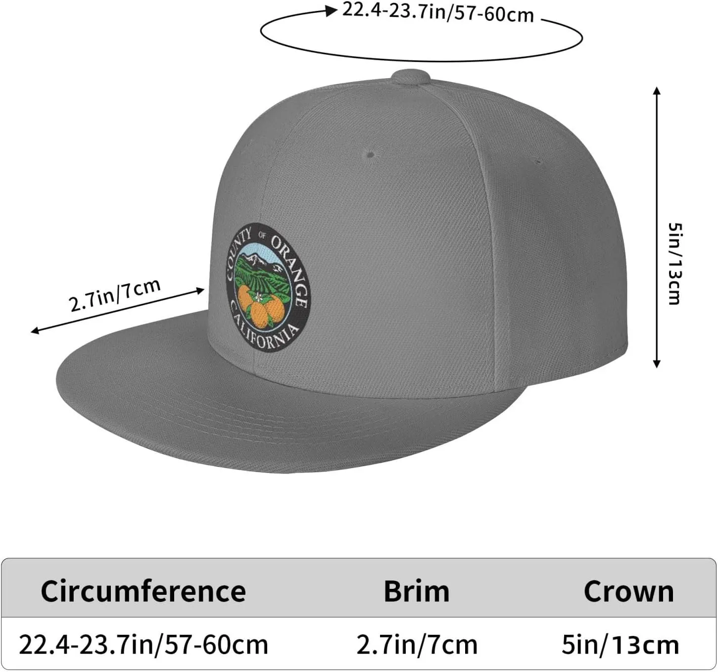 POOEDSO Seal of Orange County, California Snapback Hats for Men Baseball Cap Trucker Hat Flat Brim Hats