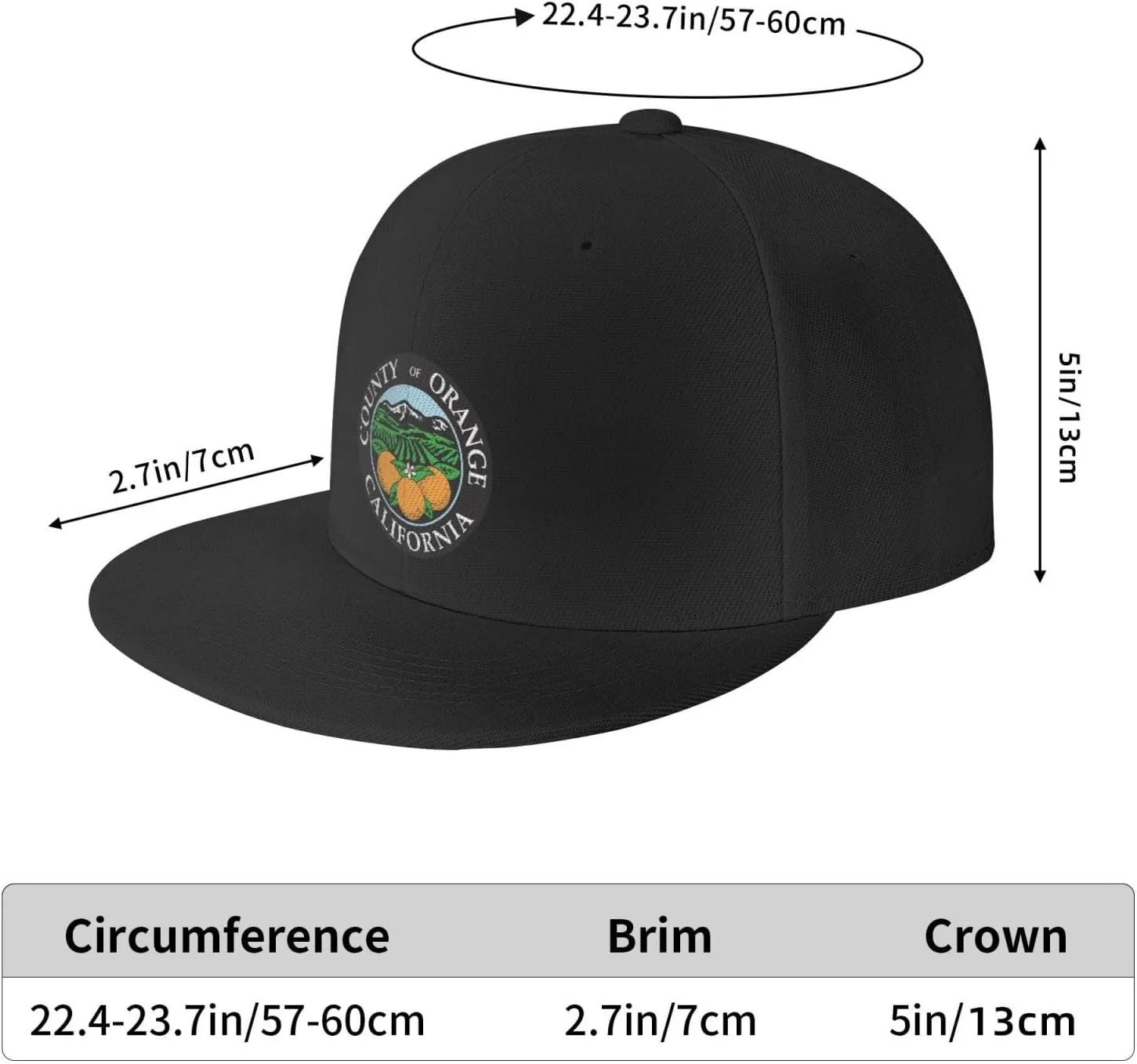 POOEDSO Seal of Orange County, California Snapback Hats for Men Baseball Cap Trucker Hat Flat Brim Hats