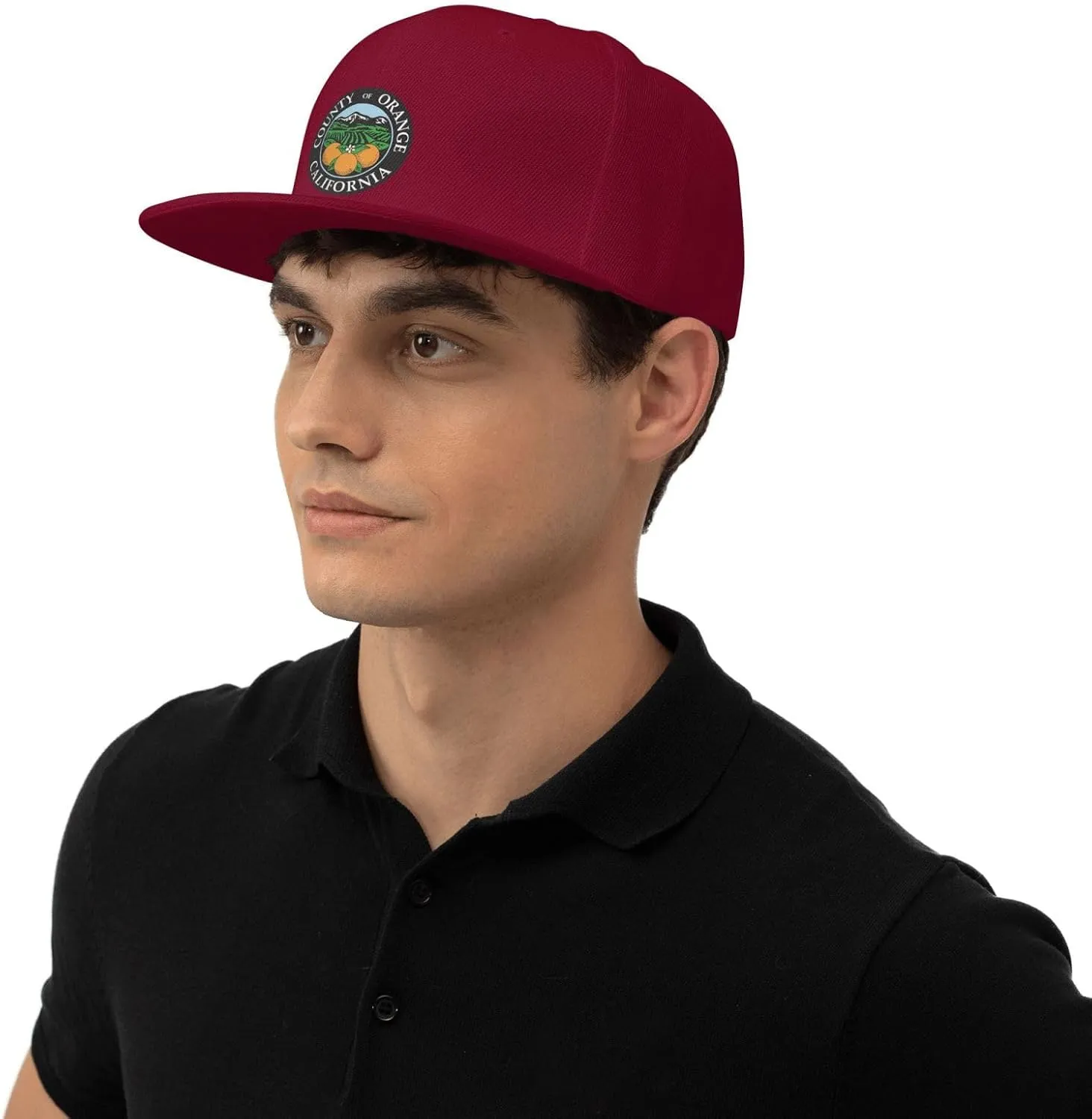 POOEDSO Seal of Orange County, California Snapback Hats for Men Baseball Cap Trucker Hat Flat Brim Hats