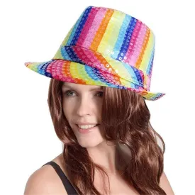 Rainbow Carnival Sequin Fedora Hat