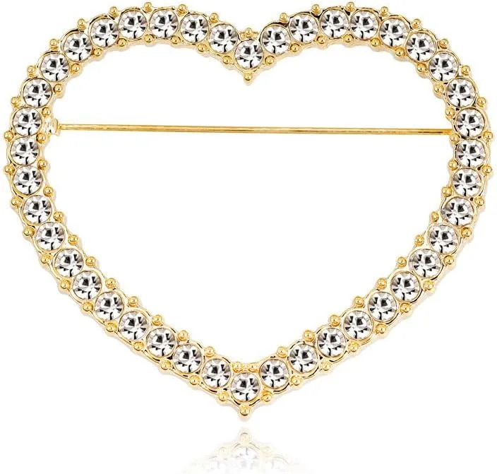 ROFARSO Heart Brooch Pins for Women Feminist Fashion Jewelry with Rhinestone Crystal, Accessory for Shawl Scarf Buckle Sweater Cardigan, Gift for Women Mother Bride Girl