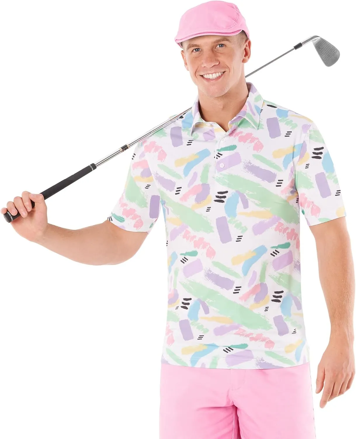 Royal & Awesome Pastel Golf Hats Men, Funny Golf Hats, Mens Newsboy Cap, Flat Cap Style, Bright Pastel Design, One Size