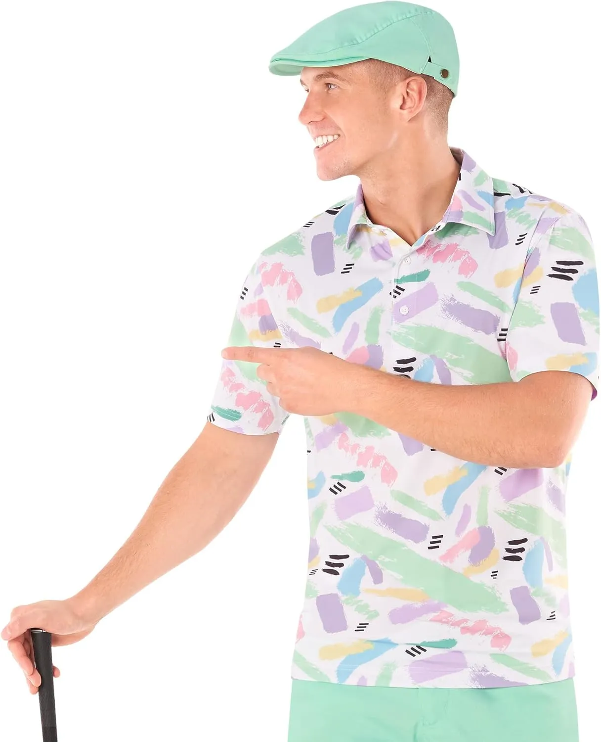 Royal & Awesome Pastel Golf Hats Men, Funny Golf Hats, Mens Newsboy Cap, Flat Cap Style, Bright Pastel Design, One Size