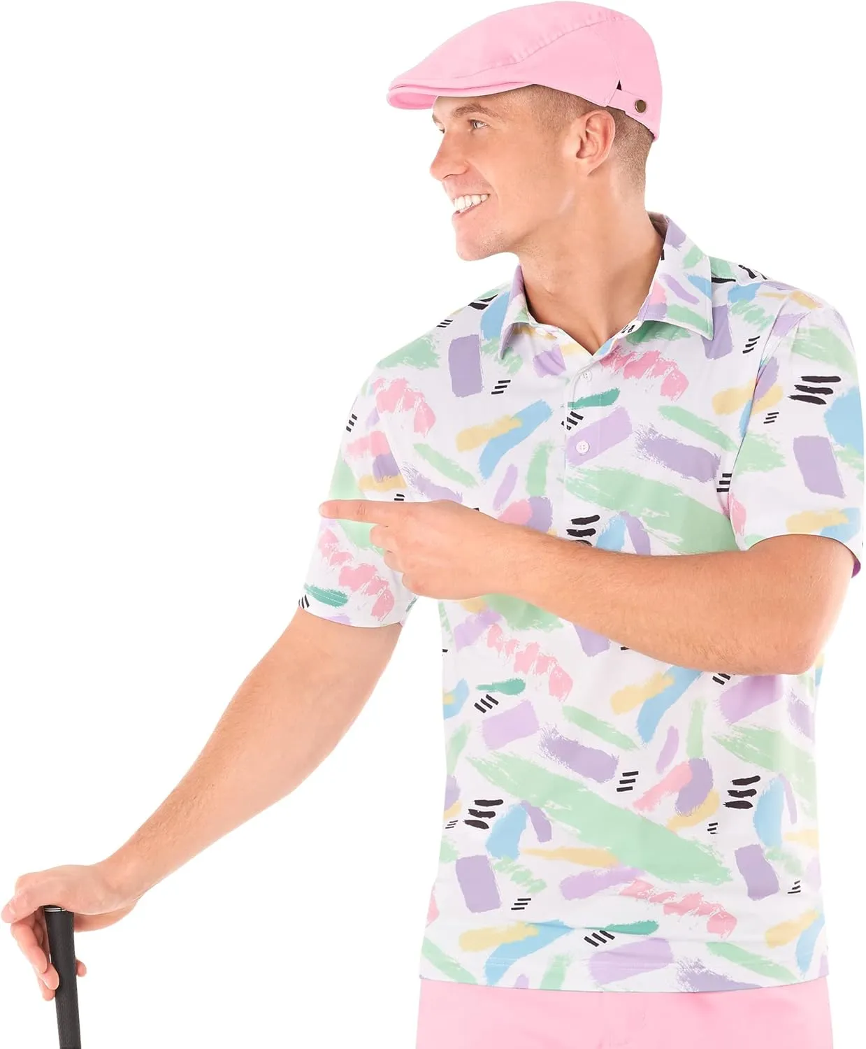 Royal & Awesome Pastel Golf Hats Men, Funny Golf Hats, Mens Newsboy Cap, Flat Cap Style, Bright Pastel Design, One Size