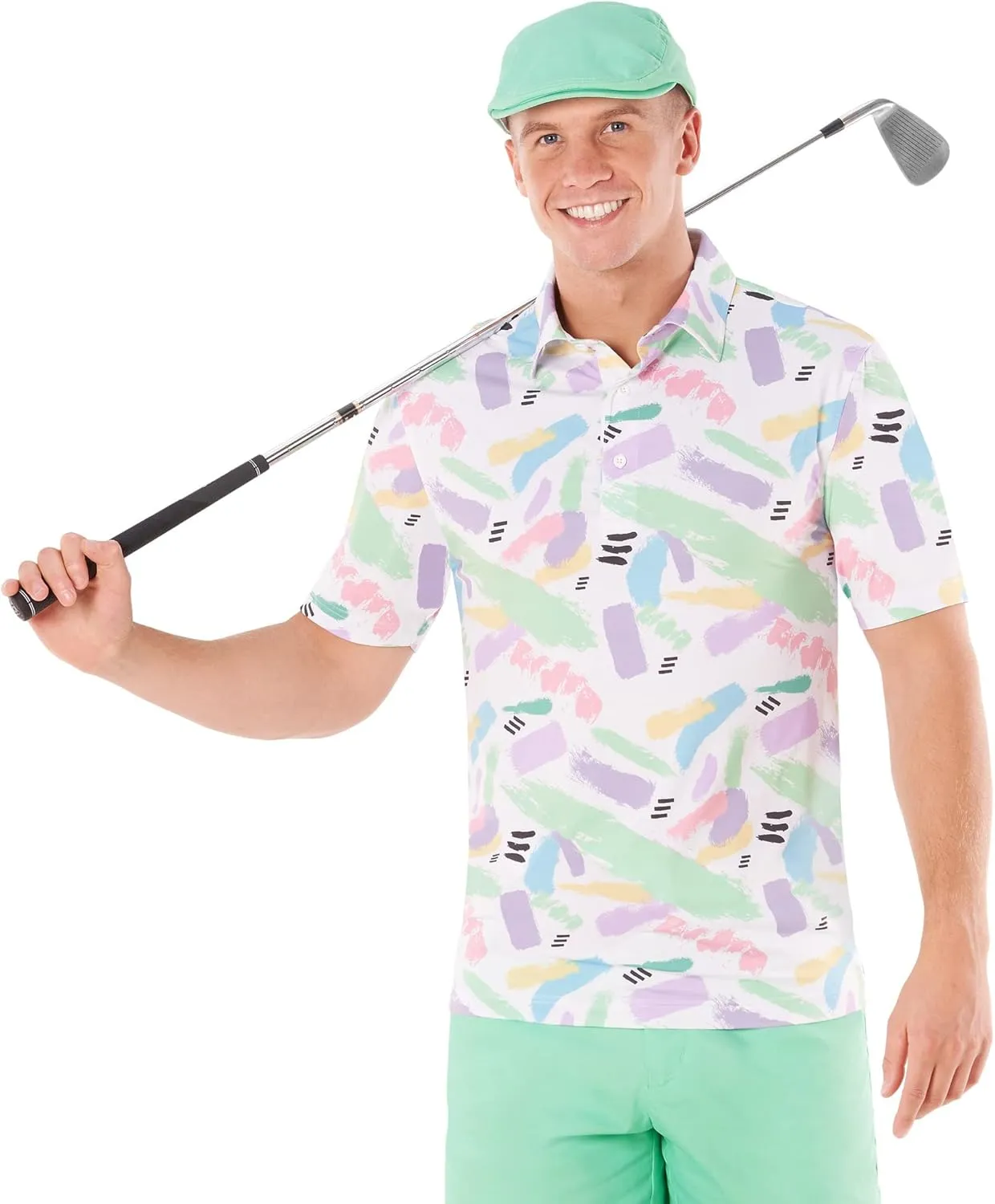 Royal & Awesome Pastel Golf Hats Men, Funny Golf Hats, Mens Newsboy Cap, Flat Cap Style, Bright Pastel Design, One Size