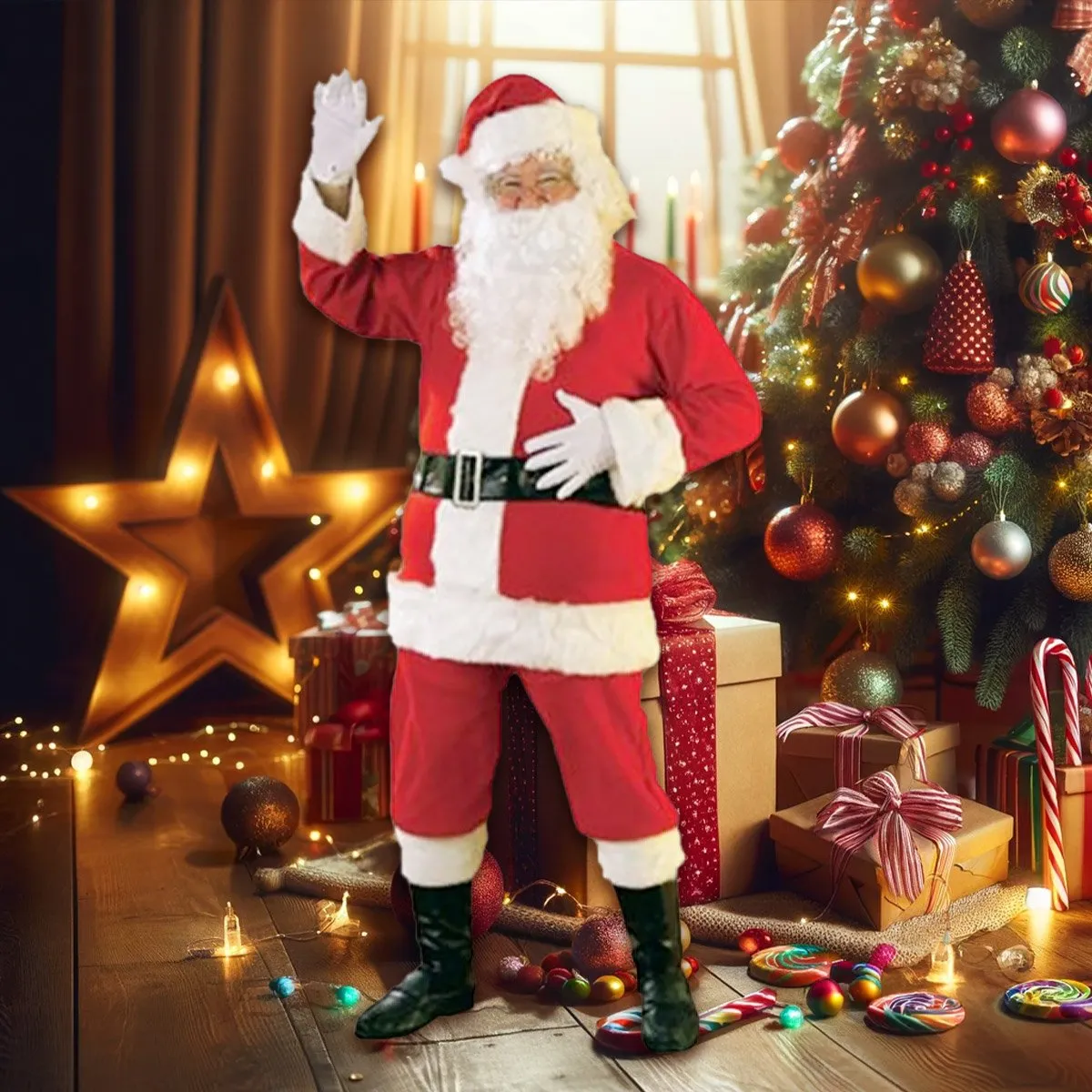 Santa Costumes - Deluxe Santa Claus Costume 11-Piece Set