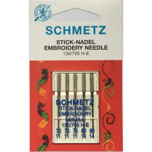Schmetz Embroidery Needles Assortment Pack SCH712157 3x75/11; 2x90/14; 130/705H-E