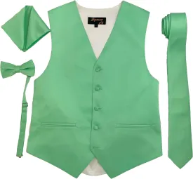 Spencer J's Mens Formal Tuxedo Suit Vest Tie Bowtie and Pocket Square 4 Peace Set Verity of Colors