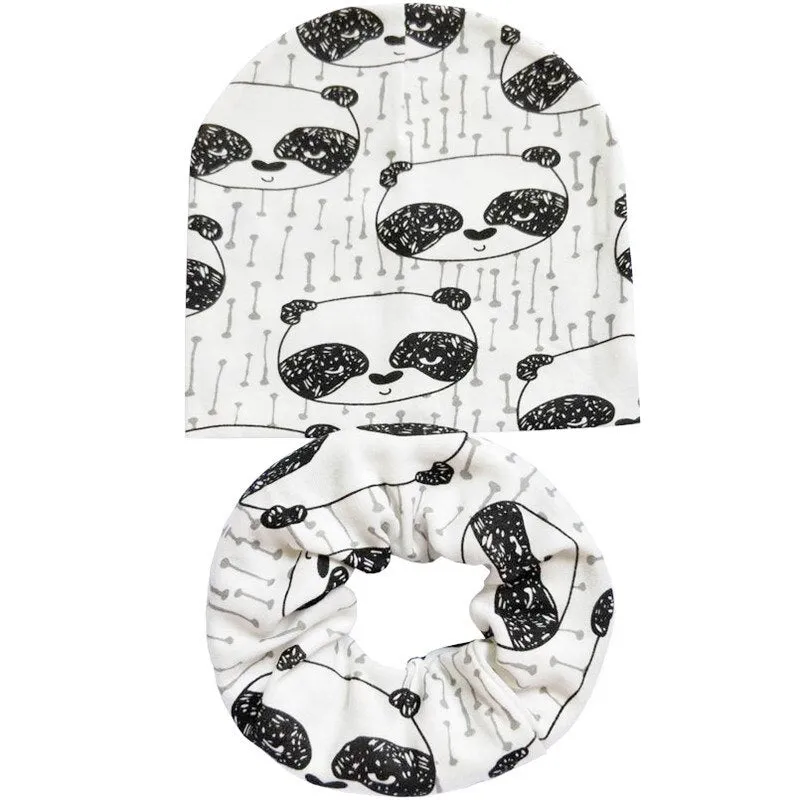 Spring Autumn Winter Cotton Children Hat Cap Set Boys Girls Neck Scarf Warm Cap Kids Beanies Sets Knitted Baby Hat Scarf