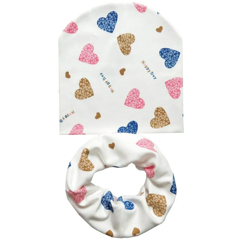 Spring Autumn Winter Cotton Children Hat Cap Set Boys Girls Neck Scarf Warm Cap Kids Beanies Sets Knitted Baby Hat Scarf