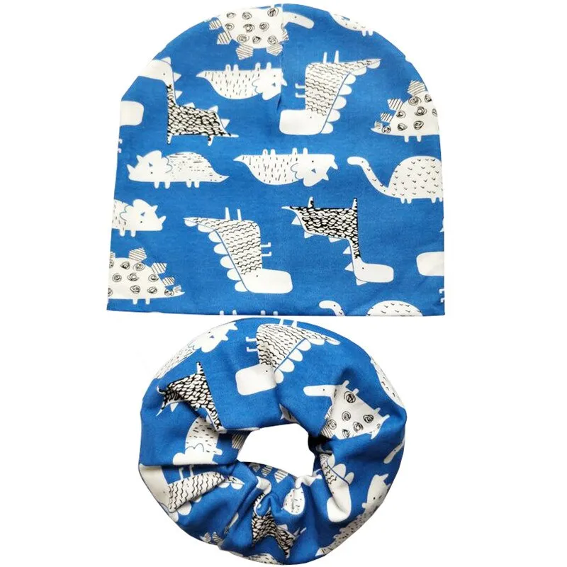 Spring Autumn Winter Cotton Children Hat Cap Set Boys Girls Neck Scarf Warm Cap Kids Beanies Sets Knitted Baby Hat Scarf