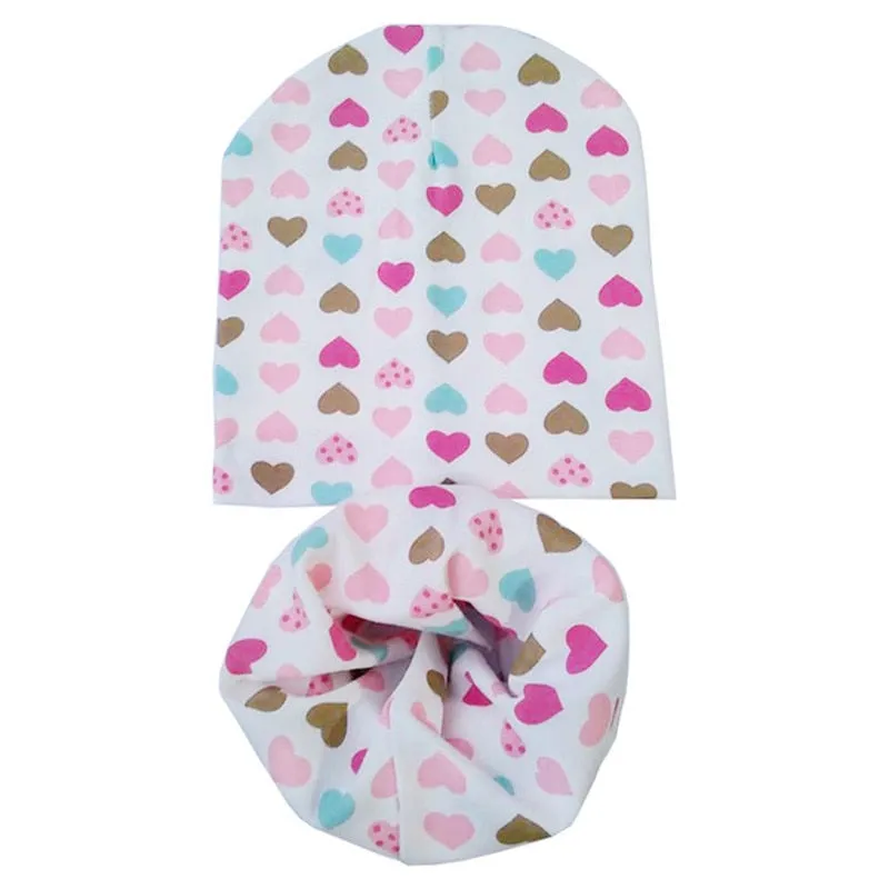 Spring Autumn Winter Cotton Children Hat Cap Set Boys Girls Neck Scarf Warm Cap Kids Beanies Sets Knitted Baby Hat Scarf