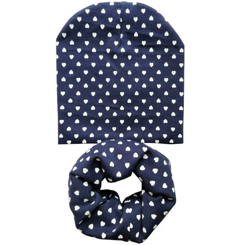 Spring Autumn Winter Cotton Children Hat Cap Set Boys Girls Neck Scarf Warm Cap Kids Beanies Sets Knitted Baby Hat Scarf