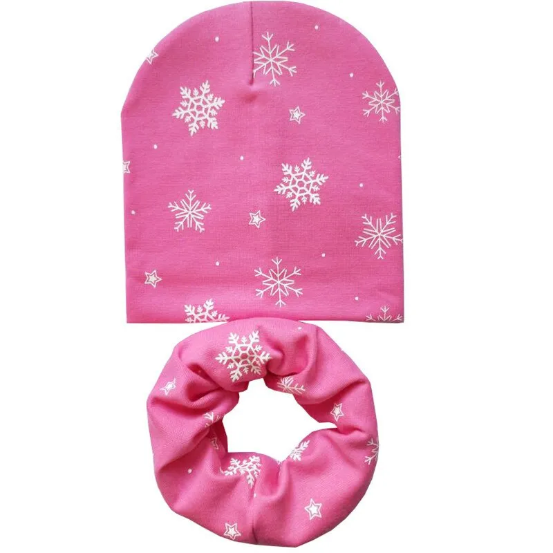 Spring Autumn Winter Cotton Children Hat Cap Set Boys Girls Neck Scarf Warm Cap Kids Beanies Sets Knitted Baby Hat Scarf