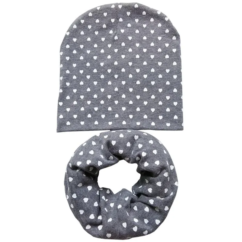 Spring Autumn Winter Cotton Children Hat Cap Set Boys Girls Neck Scarf Warm Cap Kids Beanies Sets Knitted Baby Hat Scarf