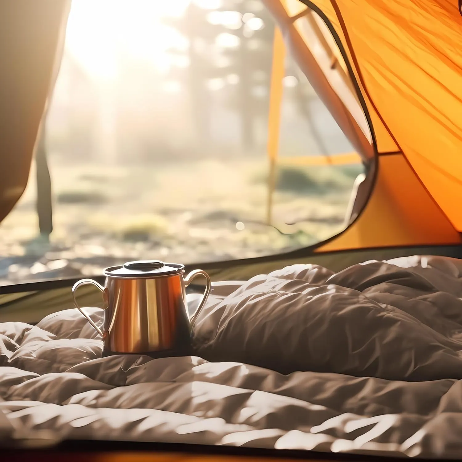 UNIKOME Outdoor Packable Camping Blanket, Lightweight Travel Blanket for Camping, Dual-Sides Puffy Down Alternative Camping Blanket with Snap Clasps, 75"52", Brown