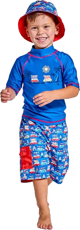 UV SKINZ Boys 3 Piece Sun and Swim Set with UPF 50  Sun Protection  Boys Swimsuit, Toddler Swim Suits
