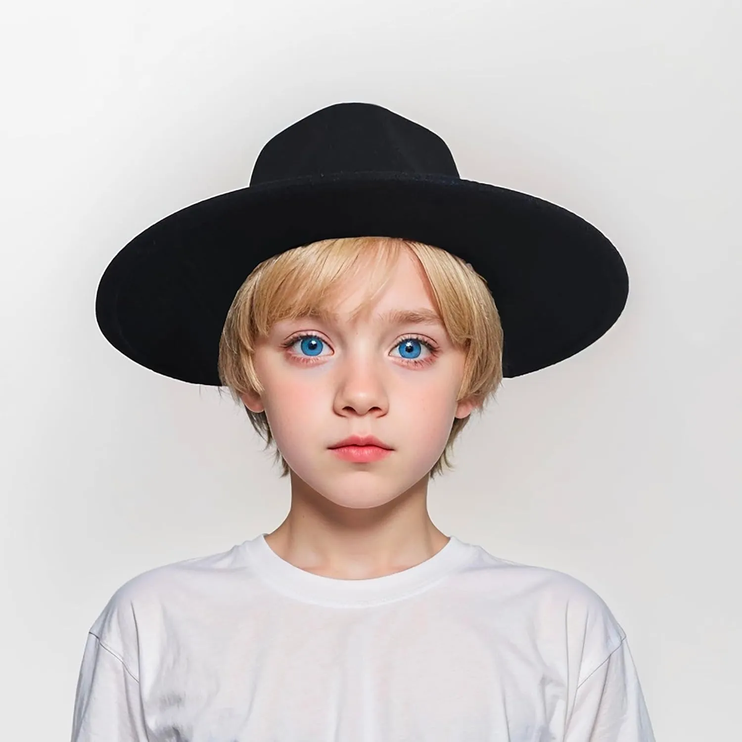 Wide Brim Vegan Felt Rancher Hat - Women, Men, and Kids Fedora Style with Adjustable Inner Drawstring