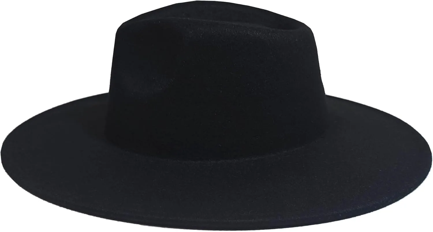 Wide Brim Vegan Felt Rancher Hat - Women, Men, and Kids Fedora Style with Adjustable Inner Drawstring