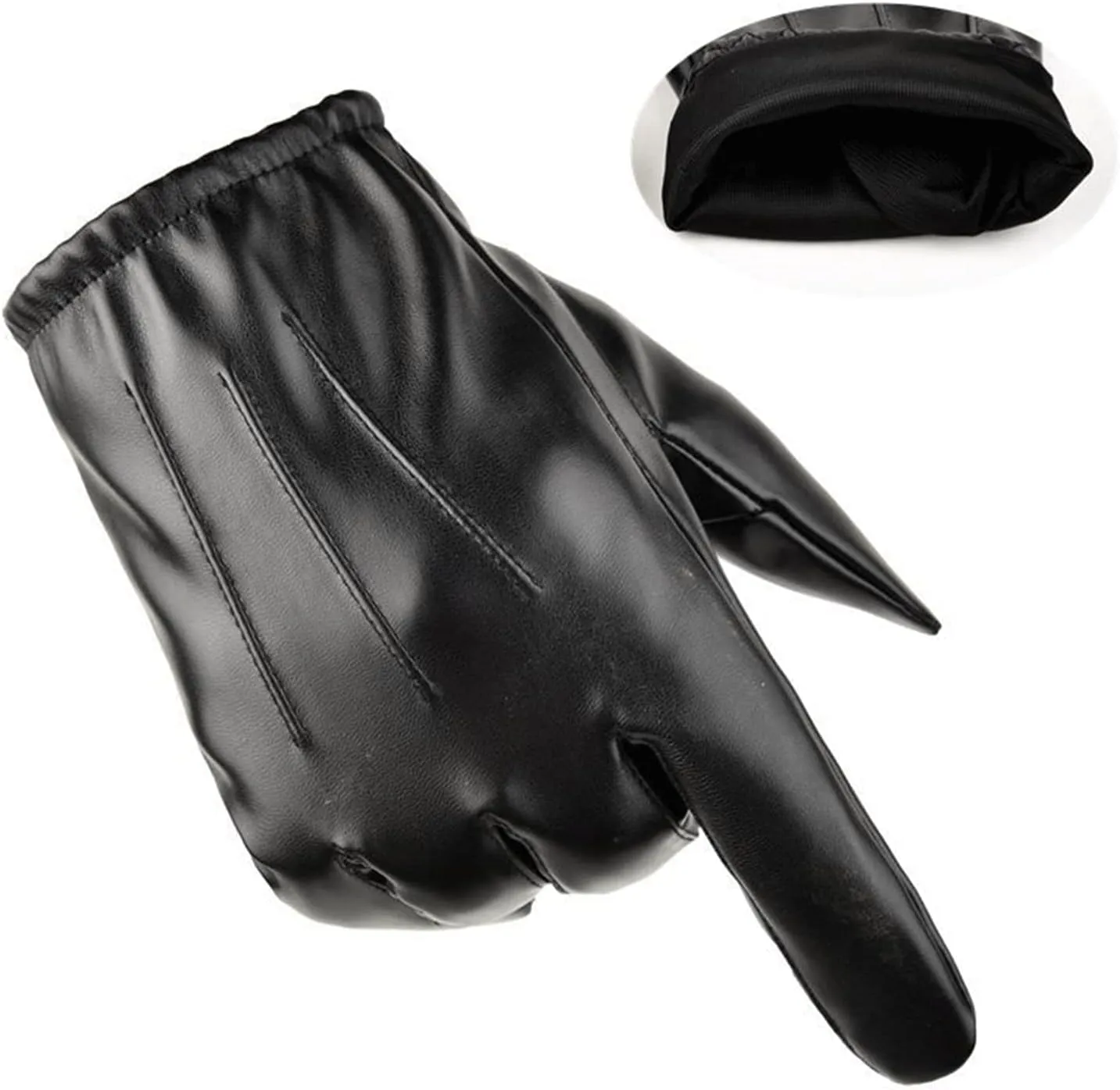 YAMEIZE Men Leather Touchscreen Gloves Warm - Winter PU Leather Gloves for Dress Party Outdoor Driving
