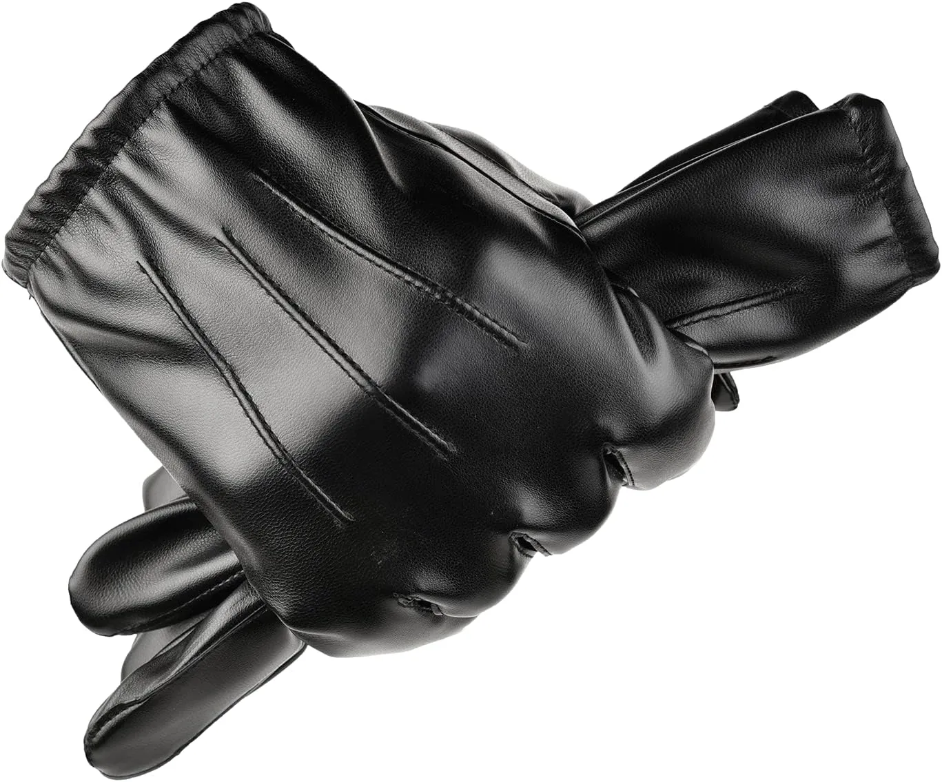 YAMEIZE Men Leather Touchscreen Gloves Warm - Winter PU Leather Gloves for Dress Party Outdoor Driving
