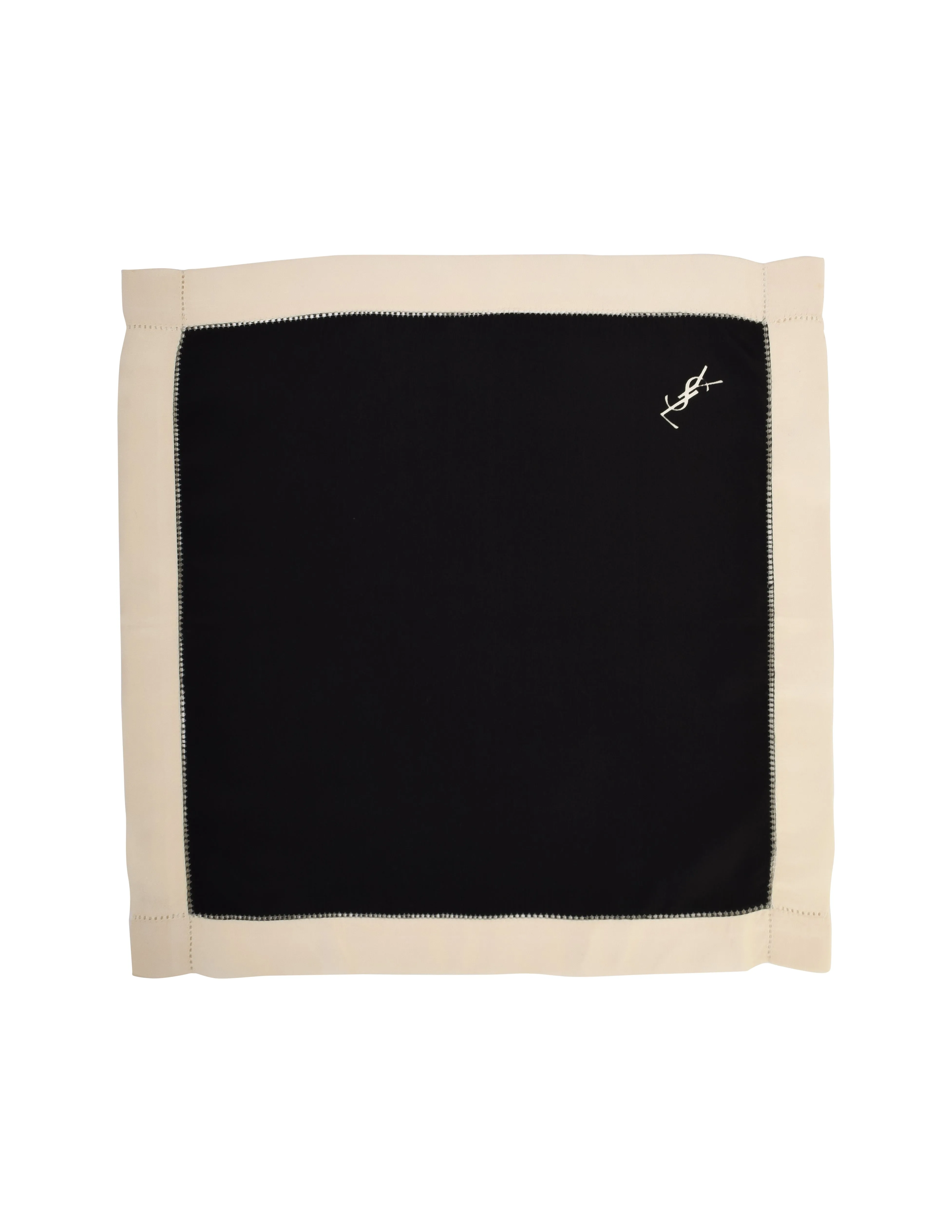Yves Saint Laurent Vintage YSL Black and White Silk Pocket Square Scarf