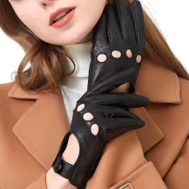 ZLUXURQ Womens Vintage TouchScreen Leather Driving Gloves Unlined -Soft And Thin Quality Italian Lambskin